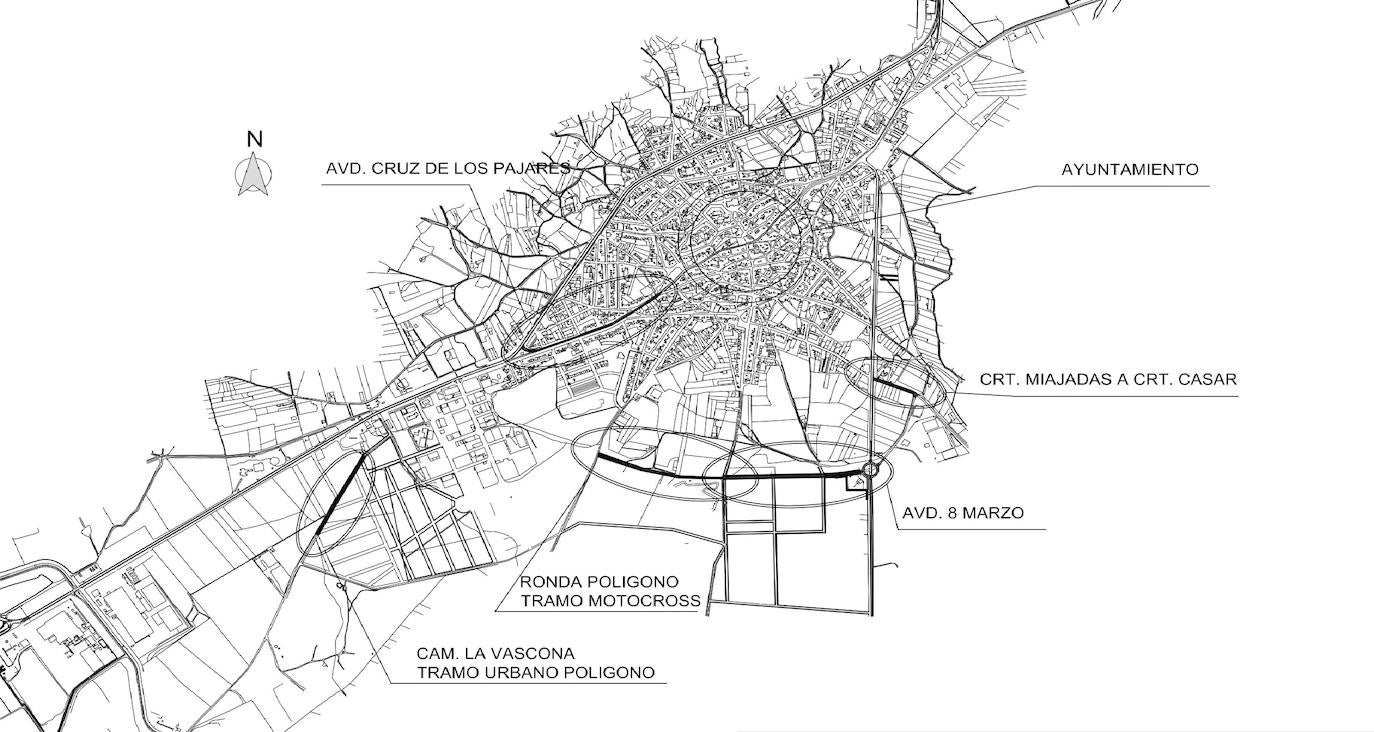 Plano de las zonas que serán asfaltadas en esta actuación 