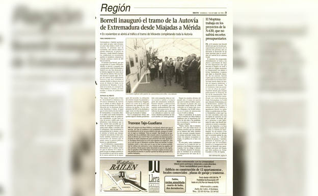 Página 3 de la edición de HOY del 1 de octubre de 1995, en la que se desarrollaba la noticia de la portada. 