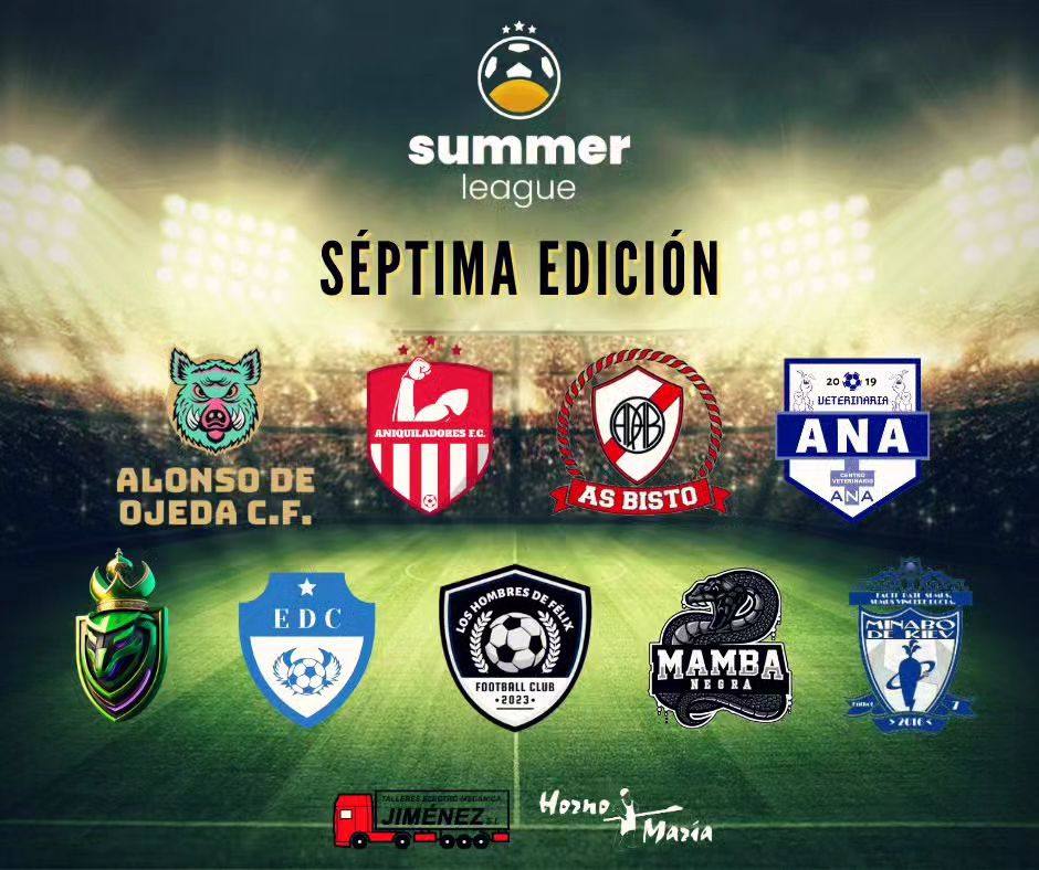 Los nueve equipos que compiten este 2023 en la Summer League Fut7 de Miajadas