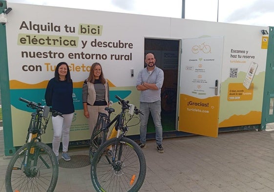 Estación de alquiler de biciletas en Miajadas.