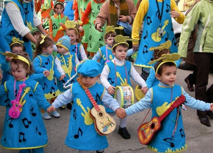 Desfile escolar de Carnaval en Miajadas hace unos años.