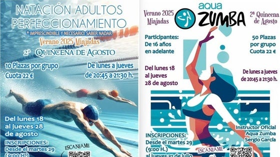 Siguen los cursos de verano con Natación para Adultos y Aqua-Zumba