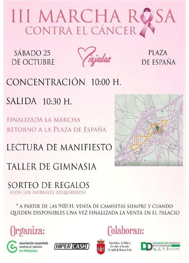 Imagen principal - Miajadas volverá a salir a la calle para luchar contra el cáncer