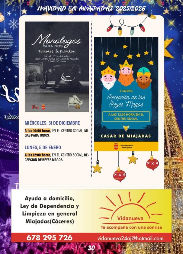 Imagen principal - Programa de Navidad 2025-26 en Miajadas
