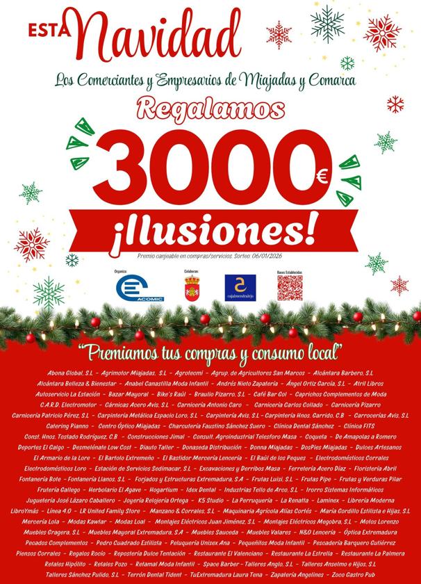 ACOMIC lanza '3000 ilusiones', una iniciativa que recompensa compra en Miajadas y Comarca