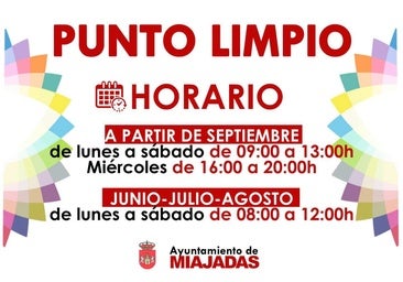 El Punto Limpio de Miajadas actualiza su horario para