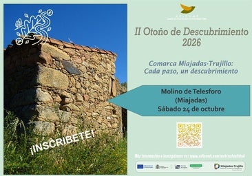 El programa 'II Otoño de Descubrimiento' de ADICOMT propone una ruta senderista hacia el «Molino de Telesforo» en Miajadas
