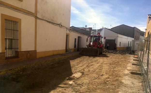 Estado de las obras en las confluencias de las calles Tentudía y Huerta de Murcia, este miércoles 