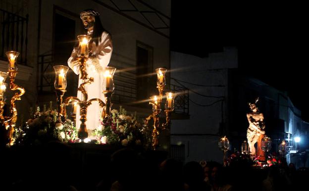 Imágenes de ambos Santos en su procesión por Monesterio 