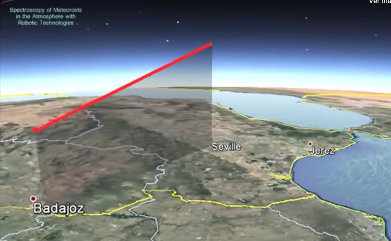 Trayectoria de la bola de fuego entre Extremadura y Andalucía 