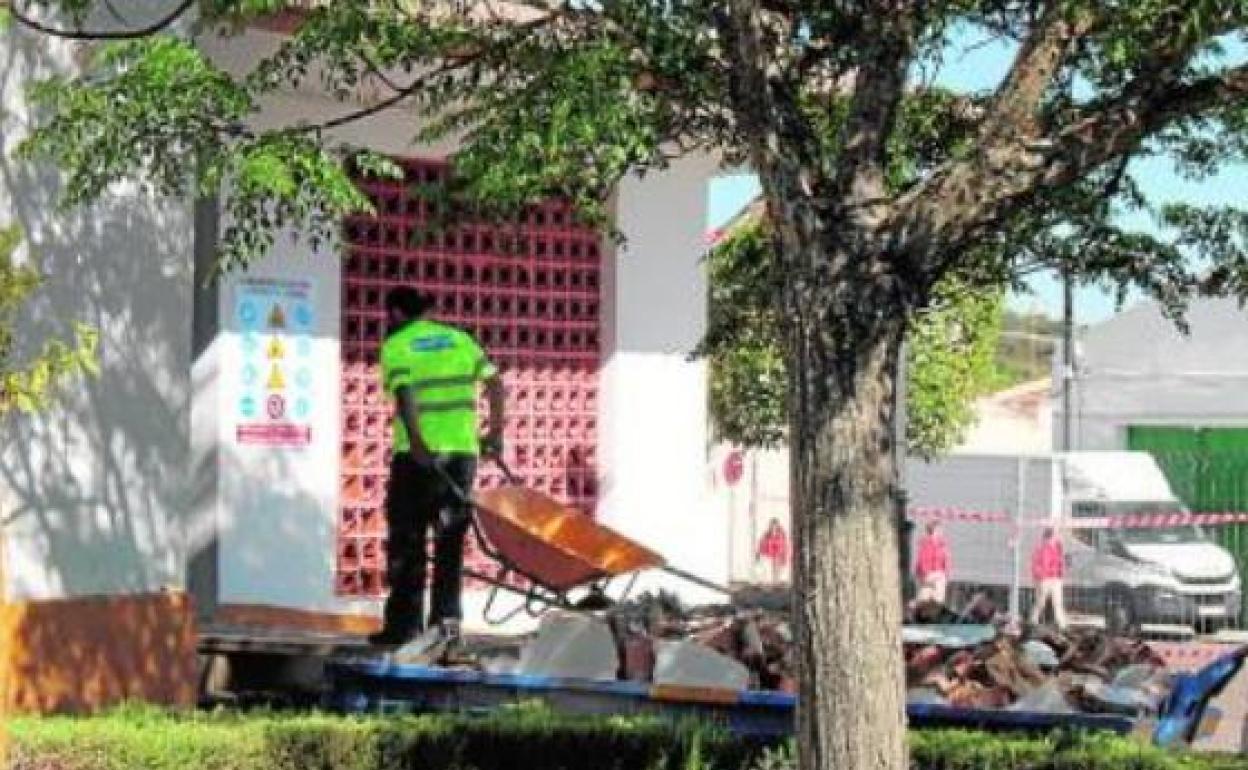 Durante las obras del colegio 