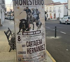 Cartel del espectáculo taurino que tendrá lugar este viernes en Monesterio con motivo de sus Ferias y Fiestas