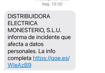 SMS fraudulento que están recibiendo los vecinos de Monesterio