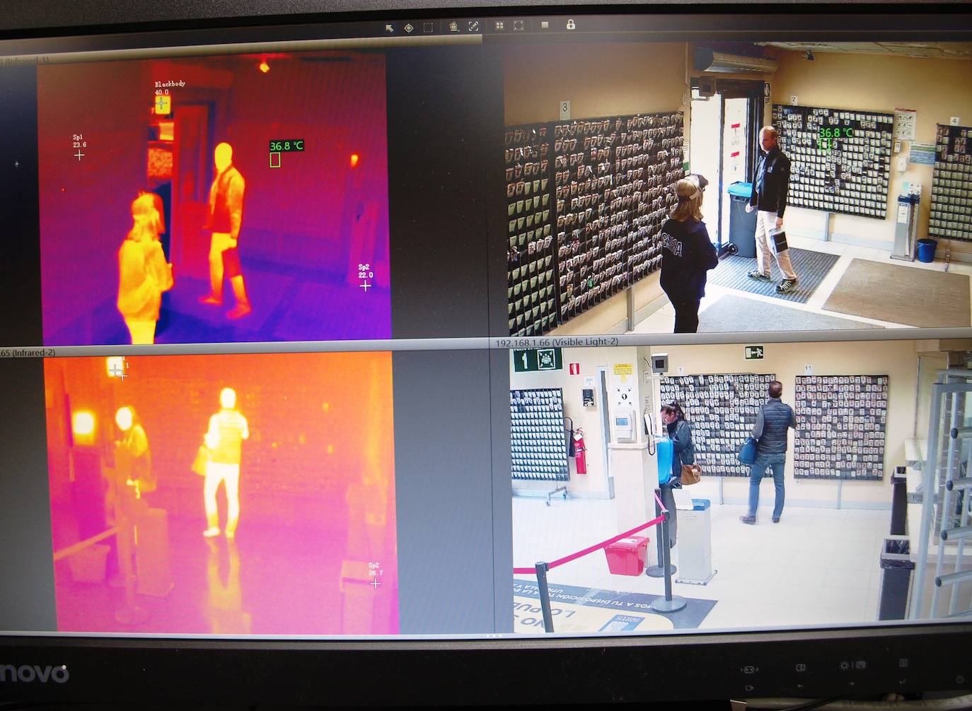 Pantalla térmica que controla la temperatura de los trabajadores 