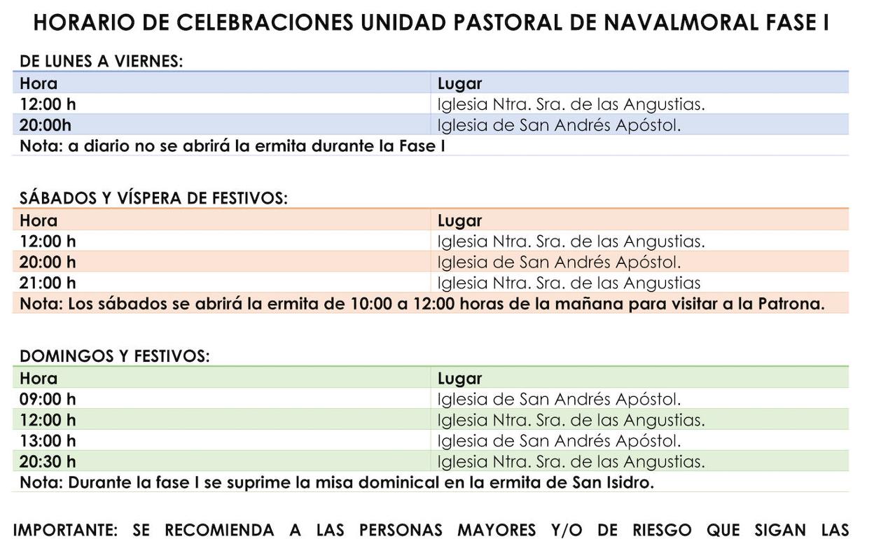 El miércoles se reanudan las celebraciones litúrgicas en las iglesias locales