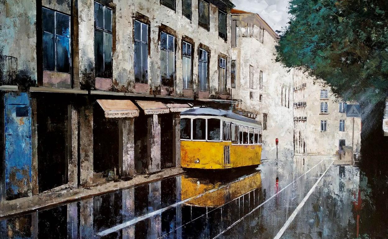 Un tranvía por las calles de Lisboa, visto por Juan Núñez-Romero 
