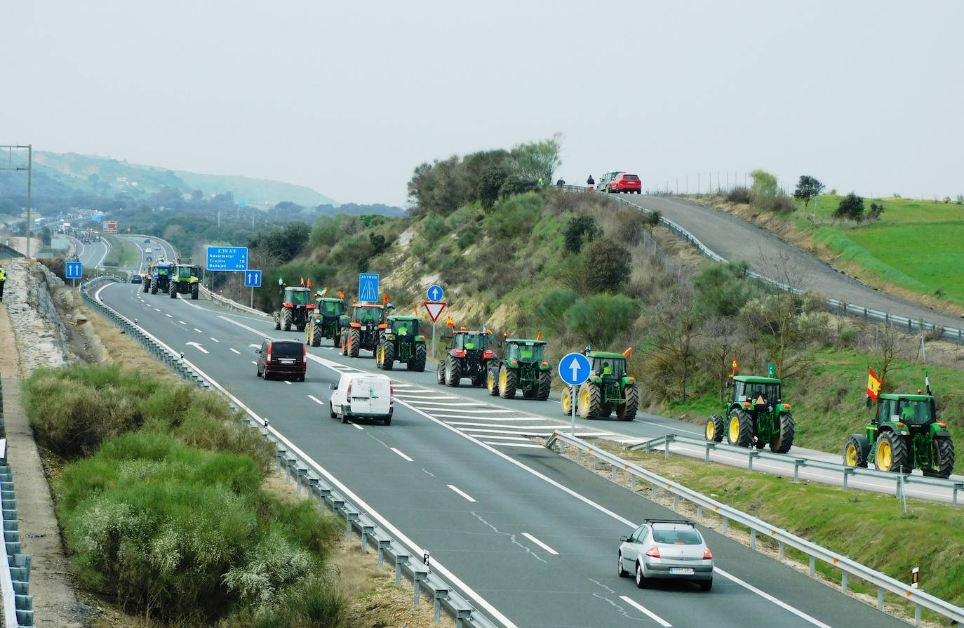 Fotos: Protesta tabaquera en la autovía de Extremadura