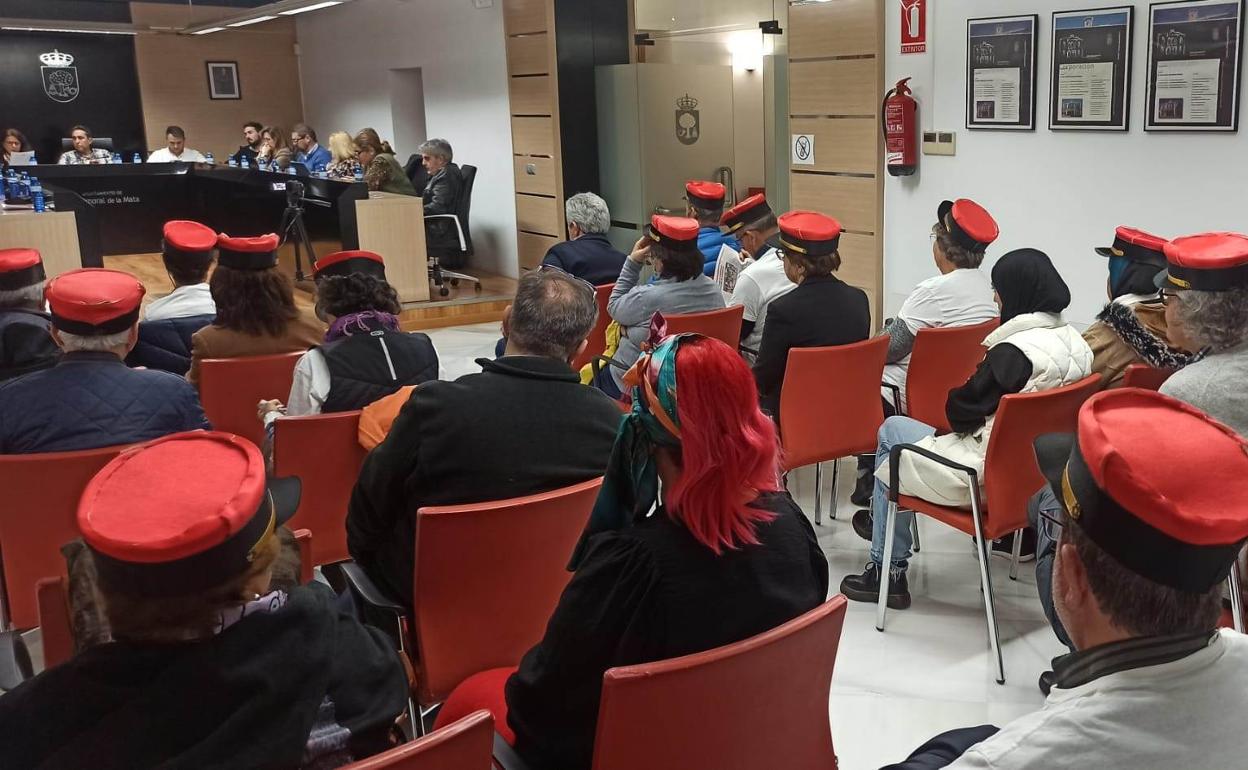 Integrantes de la plataforma No al Muro en el pleno 