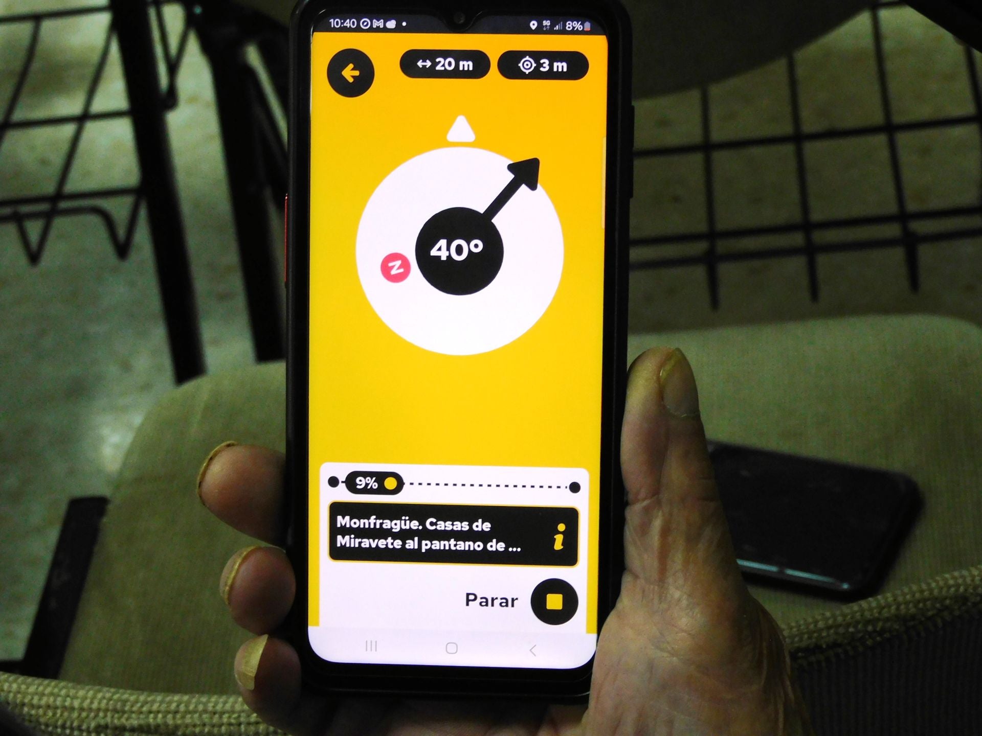 Aplicación en el móvil para poder seguir la ruta