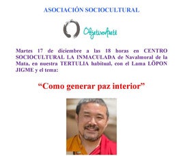 El lama Löpon Jigme protagoniza la tertulia de Objetivo Areté