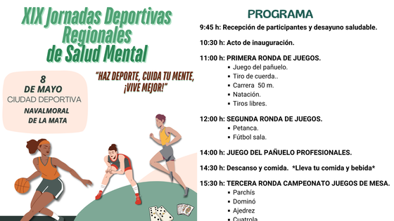 Las XIX Jornadas Deportivas Regionales de Salud Mental reunirán a unas 600 personas