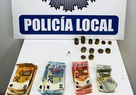 Material y dinero incautado al detenido