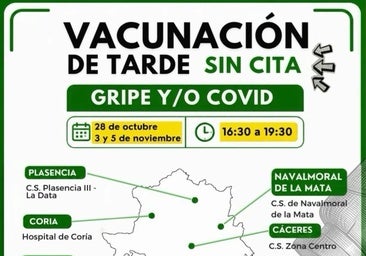 El centro de salud vacuna sin cita en horario de tarde