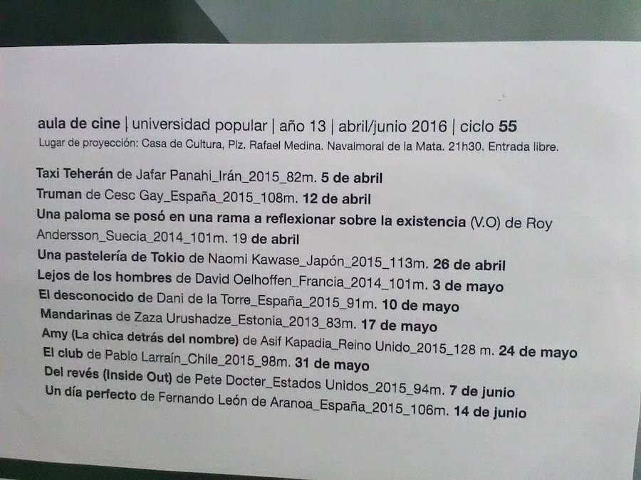 Programación del Aula de Cine 