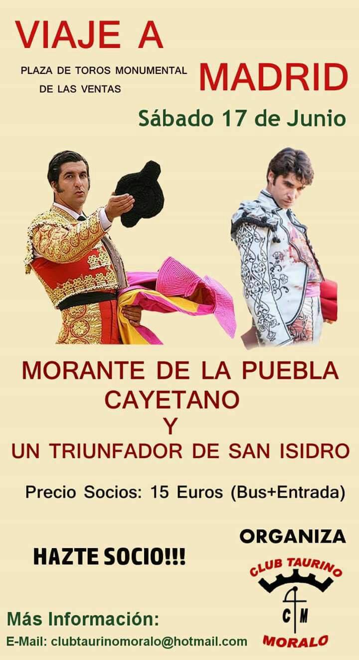 El Club Taurino Moralo viajará a Madrid el 17 de junio para presenciar la Corrida de la Cultura