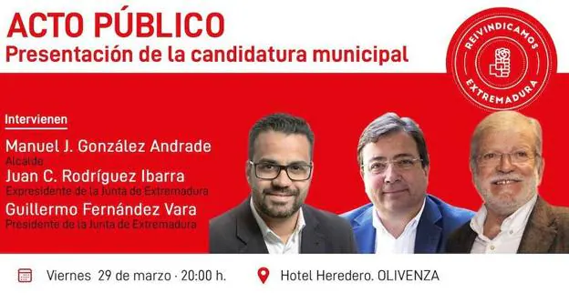 El PSOE de Olivenza presentará este viernes su lista para las elecciones municipales