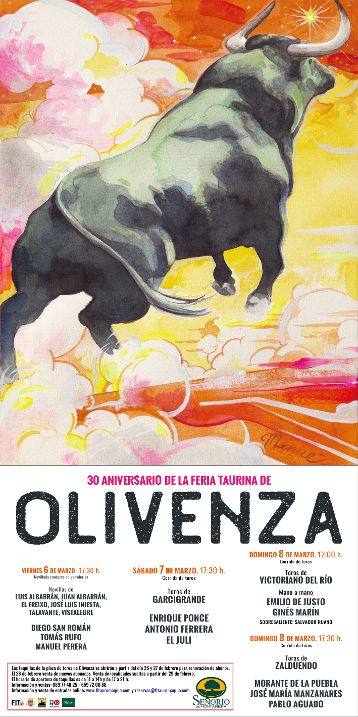 Cartel de la XXX Feria del Toro de Olivenza. 