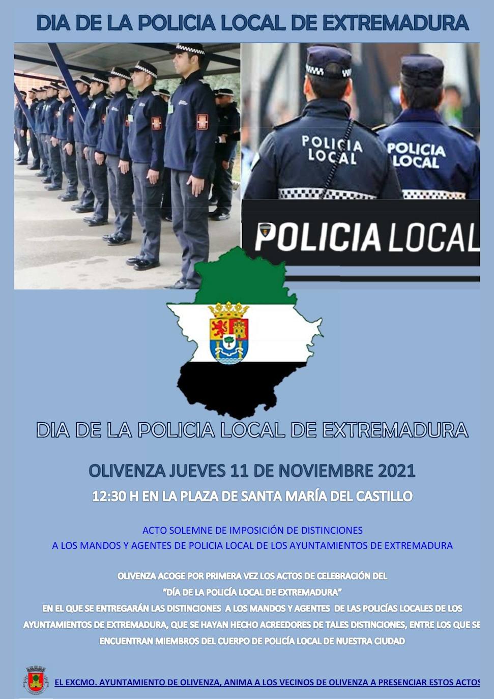 Cartel del Día de la Policía Local de Extremadura. 