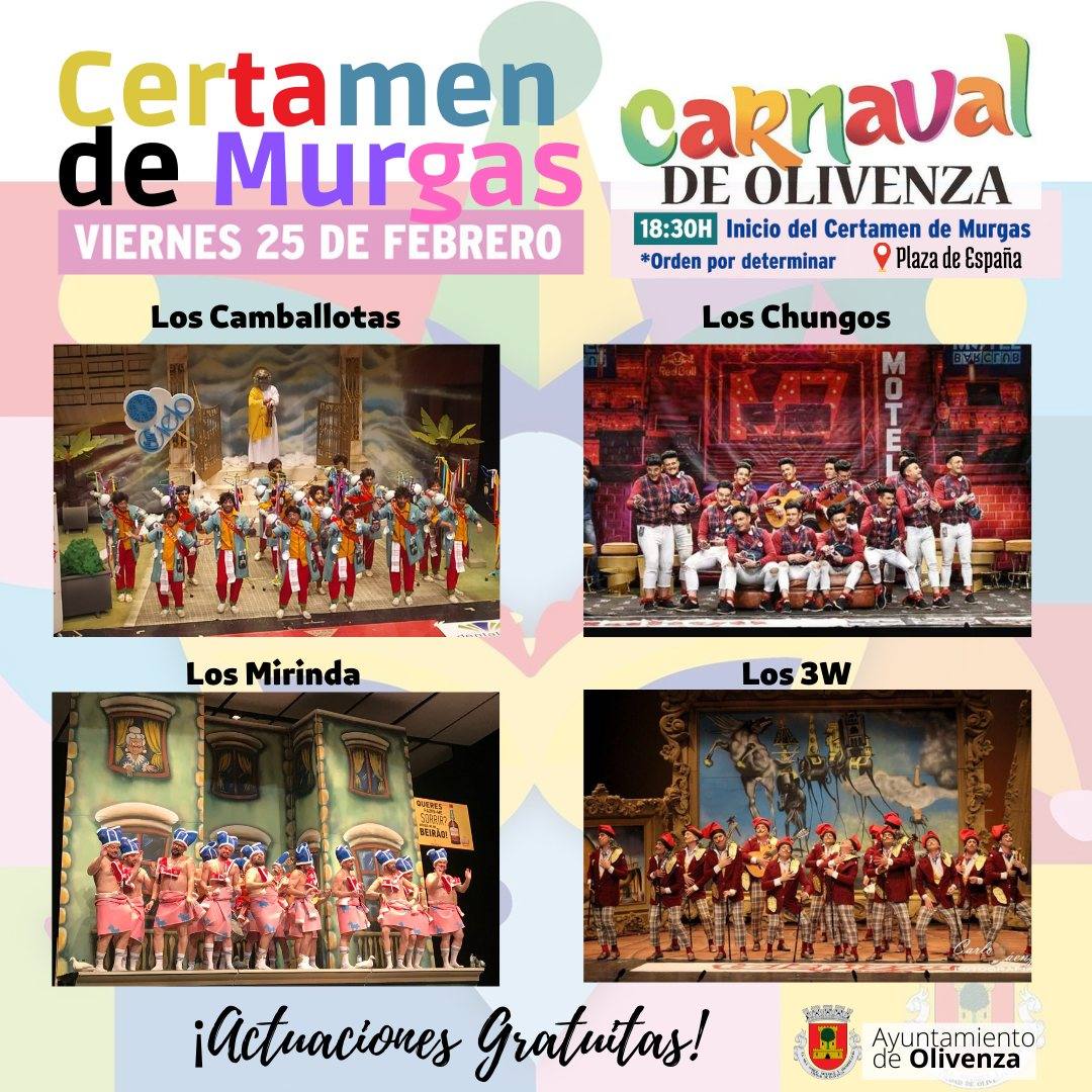 Cartel del certamen de murgas, que este año se celebrará al aire libre en el Paseo Grande. 