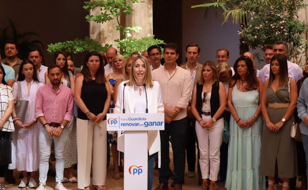 María Guardiola, interviene en la persentación de su candidatura a presidir el PP regional, el pasado 10 de junio en Guadalupe. 