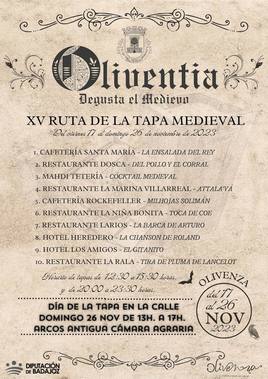 Diez establecimientos participan en la 'XV Ruta de la Tapa Medieval'