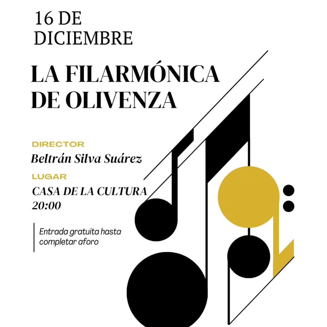 La Filarmónica de Olivenza ofrecerá su concierto en honor a Santa Cecilia