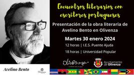 El escritor portugués Avelino Bento realizará dos encuentros literarios en la ciudad