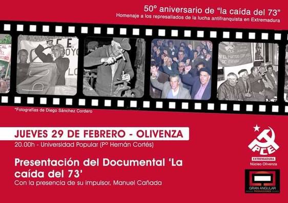 El Partido Comunista de España presenta el documental 'La caída del 73'