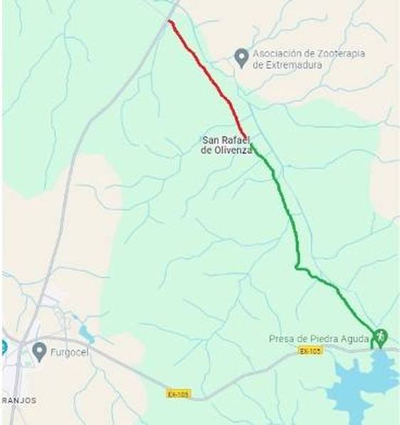 Los días 5 y 6 de marzo habrá un corte de tráfico en la Carretera Provincial de San Rafael de Olivenza