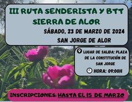 Últimos días de inscripción en la III Ruta Senderista y BTT 'Sierra de Alor'