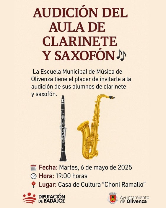 La Escuela Municipal de Música ofrece una audición de clarinete y saxofón
