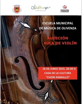 La Casa de la Cultura acoge esta noche la Audición del Aula de Violín de la Escuela Municipal de Música