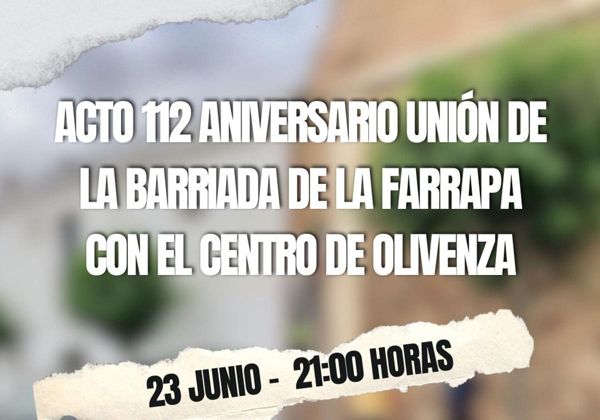 Olivenza conmemora el 112 aniversario de la unión de La Farrapa con el centro urbano con un emotivo acto de homenaje