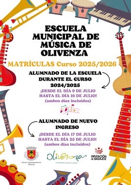 Abiertas las matriculaciones en la Escuela Municipal de Música para 2025/26