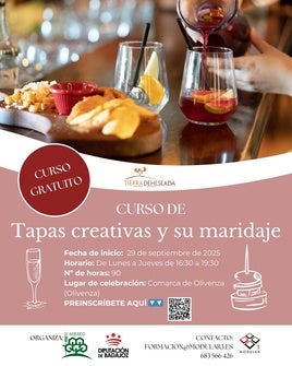 La Comarca de Olivenza acogerá un curso gratuito de tapas creativas y maridaje