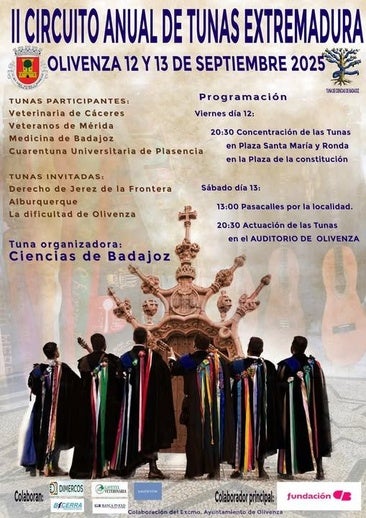 El II Circuito Anual de Tunas de Extremadura se celebrará en el Auditorio Municipal