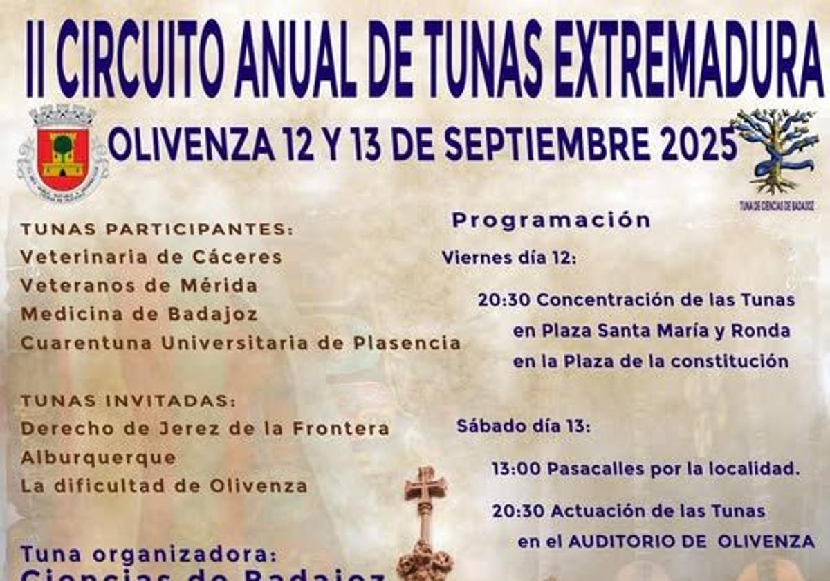 El II Circuito Anual de Tunas de Extremadura se celebrará en el Auditorio Municipal