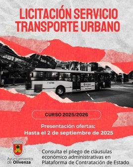 El Ayuntamiento de Olivenza licita el servicio de transporte urbano para el curso 2025/2026