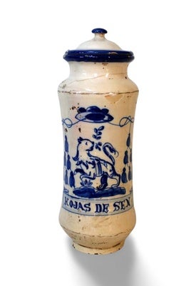 Albarelo de porcelana esmaltada.