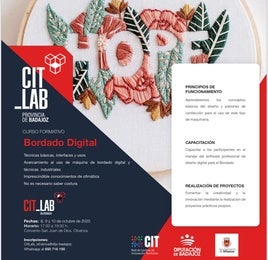 El CIT-Lab de Olivenza organiza un curso gratuito de bordado digital